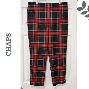 CHAPS Women’s Plaid Ankle Pants Red Green Holiday Wear – Size 14
